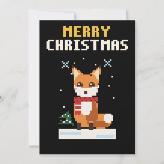 Vos Pixel Art Kerstkaart (Voorkant)
