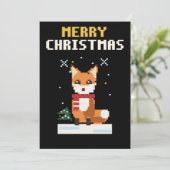 Vos Pixel Art Kerstkaart (Staand voorkant)