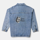 Vos Potlood Illustratie Ik Wil Net Worden Gewaarde Denim Jacket (Achterkant)
