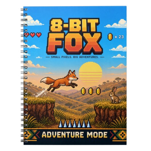 Vos, Retro 8-Bit Pixelkunst Notitieboek (Voorkant)