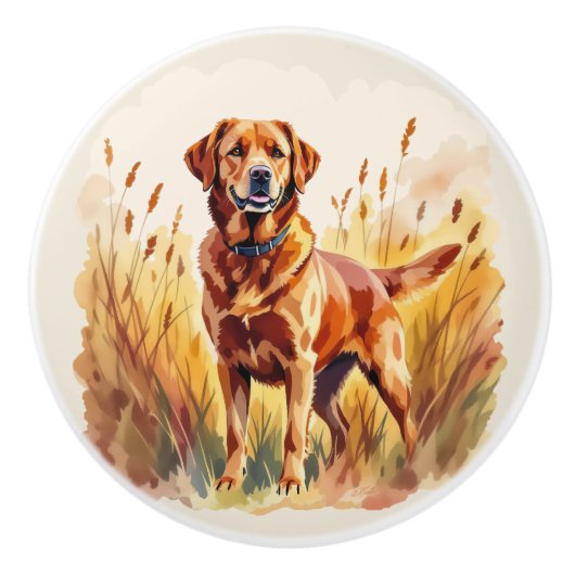 Vos rode labrador retriever hond keramische knop (Voorkant)