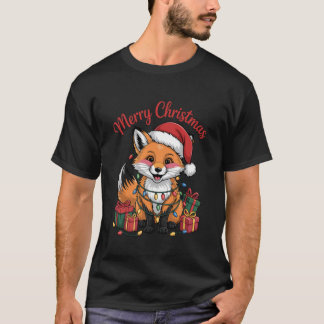 Vos Santa-hoed Kerstontwerp Funny Dierenliefhebber T-shirt