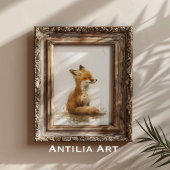 vos schilderij bos dier poster