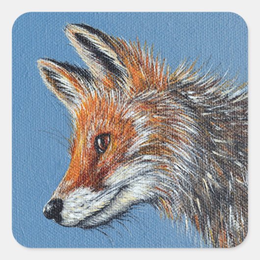 Vos Schilderij Vierkante Sticker (Voorkant)