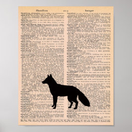 Vos Silhouet Vintage Woordenboek Nursery Muurkunst Poster