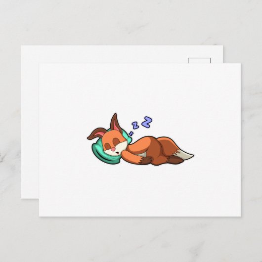 Vos slaapt met kussen briefkaart (Voorkant / Achterkant)