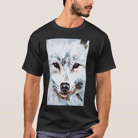 Vos Sneeuw Vos Schilderij T-shirt (Voorkant)