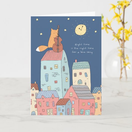 Vos speelt 's nachts contrabas op het dak, kaart (Gele Bloem)