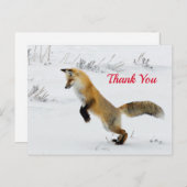 Vos springt over sneeuw foto dank je briefkaart (Voorkant / Achterkant)