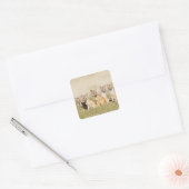 Vos Swift (Vulpes macrotis) jong bij hol, 2 Vierkante Sticker (Envelop)