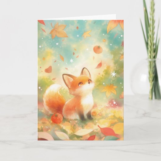 Vos te midden van herfstcharme kaart (Voorkant)