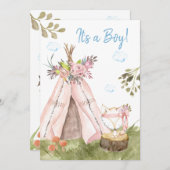 *~* Vos Teepee Tent Boho Bos Woud Jongen Kaart (Voorkant / Achterkant)