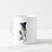 Vos Terrier (A) - Glad - zwart-wit Koffiemok (Voorkant links)