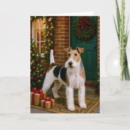 Vos Terriër Kerstkaart Feestdagen Kaart