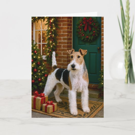 Vos Terriër Kerstkaart Feestdagen Kaart (Voorkant)