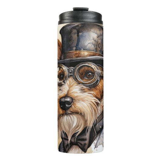 Vos Terrier Steampunk Hond Thermosbeker (Voorkant)