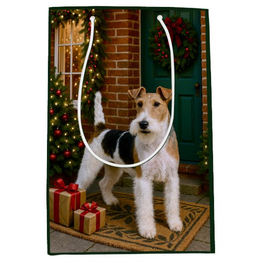 Vos Terrier Vakantie Medium Cadeauzakje (Voorkant)