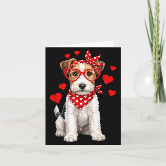 Vos Terrier Valentijnsdag Ruwharige Hond Liefhebbe Kaart (Voorkant)