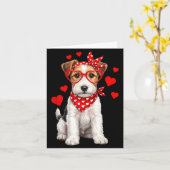 Vos Terrier Valentijnsdag Ruwharige Hond Liefhebbe Kaart (Gele Bloem)