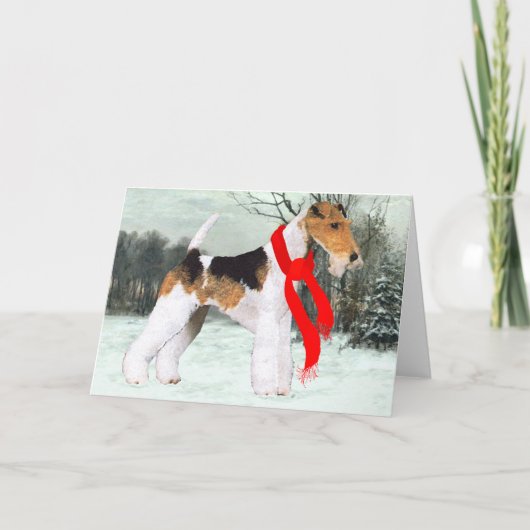Vos Terrier Winter Feestdagen Kaart (Voorkant)