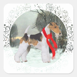Vos Terrier Winter Vierkante Sticker