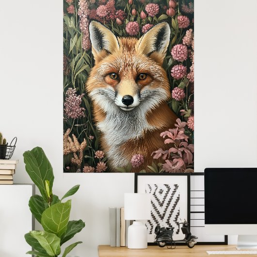 Vos tussen de voorjaarsbloei poster (Thuiskantoor)