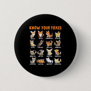 Vos Types Kawaii Vossen Grappig Educatief Dier Vo Ronde Button 5,7 Cm