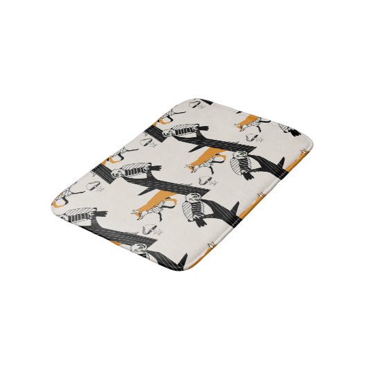 Vos, uil, boom,  naadloos. badmat (Gekanteld)