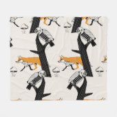 Vos, uil, boom, naadloos. fleece deken (Voorkant (Horizontaal))