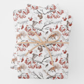 vos - uil - eekhoorn - boomtakken inpakpapier vel (In situ)