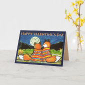 Vos Valentijnsliefde Romantische Maan Kunst Vossen Kaart (Gele Bloem)