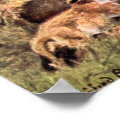 Vos Vixen met welpen door Austen, Antiek wild dier Poster (Hoek)