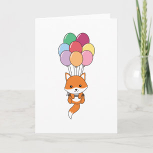 Vos vliegt op met kleurrijke ballonnen kaart