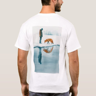 Vos wandelen naast Snow River Reflection T-shirt