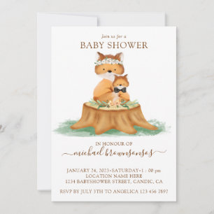 Vos Watercolor Moeders Baby Jongens Shower Kaart