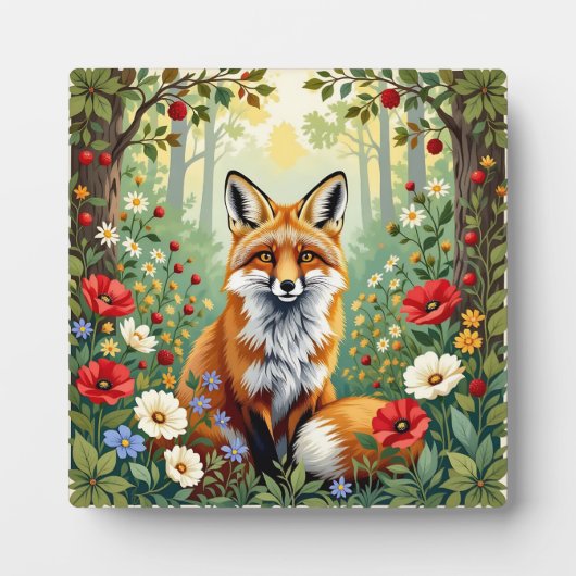 Vos Wilde Bloem Bos Illustratie Fotoplaat (Voorkant)