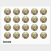 Vos Wilde Bloem Bos Illustratie Ronde Sticker (Vel)