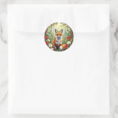 Vos Wilde Bloem Bos Illustratie Ronde Sticker (Tas)