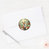 Vos Wilde Bloem Bos Illustratie Ronde Sticker (Envelop)