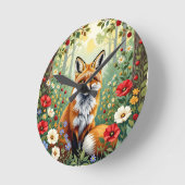 Vos Wilde Bloemen Bos Illustratie Ronde Klok (Hoek)