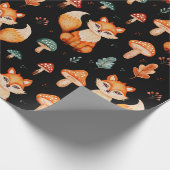 Vos, wilde bospaddenstoelen, herfstbladeren cadeaupapier (Hoek)