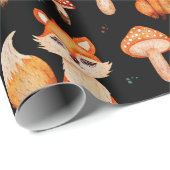 Vos, wilde bospaddenstoelen, herfstbladeren cadeaupapier (Rol Hoek)
