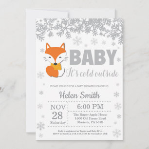 Vos Winter Baby Shower Sneeuwvlok Uitnodiging
