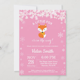 Vos Winter Meisje Baby Shower Sneeuwvlok Kaart