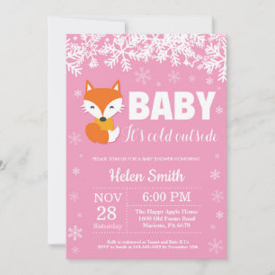 Vos Winter Meisje Baby Shower Sneeuwvlok Kaart