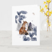 Vos ziet de maan in de winter kaart (Gele Bloem)