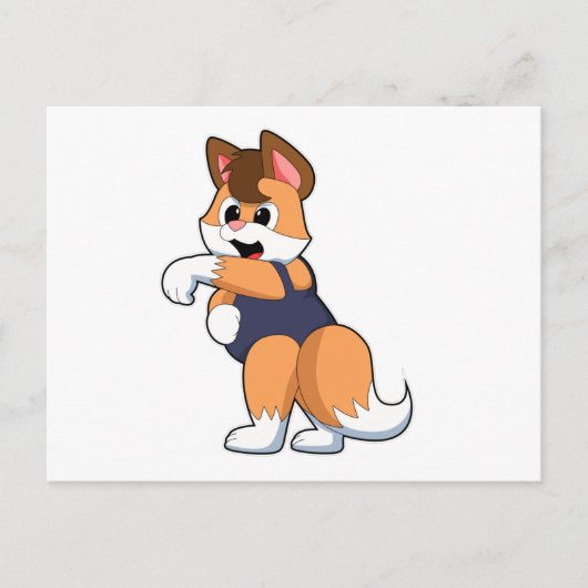 Vos zwemt met zwembroek briefkaart (Voorkant)