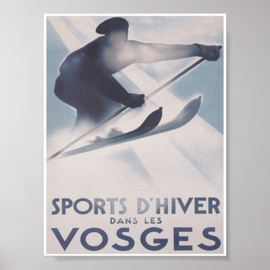 Vosges France Retro  Ski Travel Poster (Voorkant)