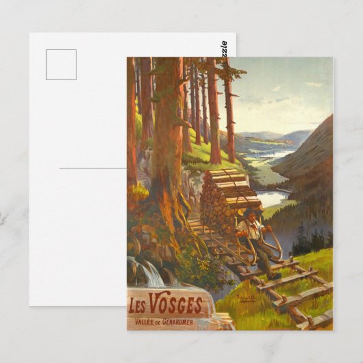 Vosges Mountains, Wooden Bridge, Frankrijk Briefkaart (Voorkant / Achterkant)