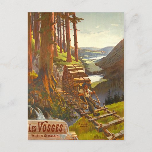 Vosges Mountains, Wooden Bridge, Frankrijk Briefkaart (Voorkant)